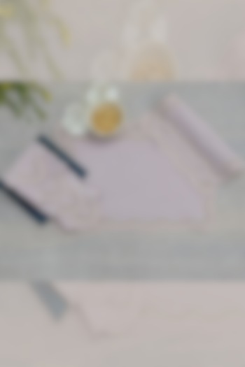 Dusty Pink Cotton Slub Cutwork Embroidered Table Mats & Table Napkin Set by Design Gaatha at Pernia's Pop Up Shop