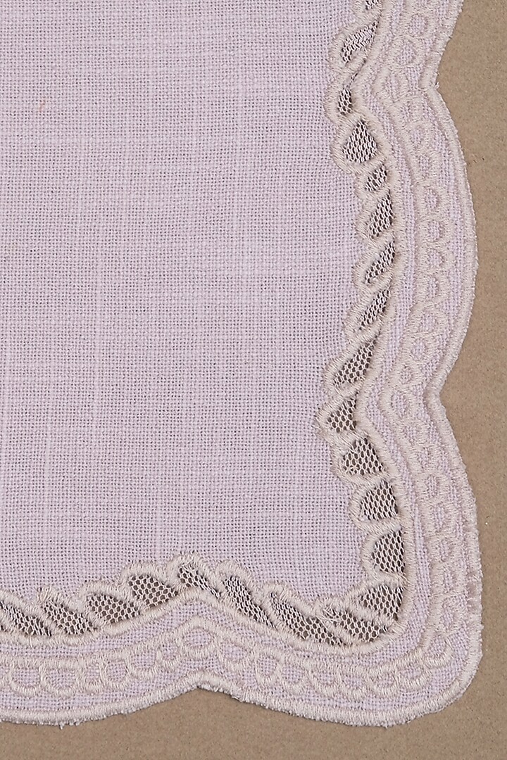 Dusty Pink Cotton Slub Cutwork Embroidered Table Mats & Table Napkin Set by Design Gaatha at Pernia's Pop Up Shop