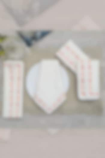 Off-White & Coral Cotton Floral Printed Table Napkin Set by Design Gaatha at Pernia's Pop Up Shop