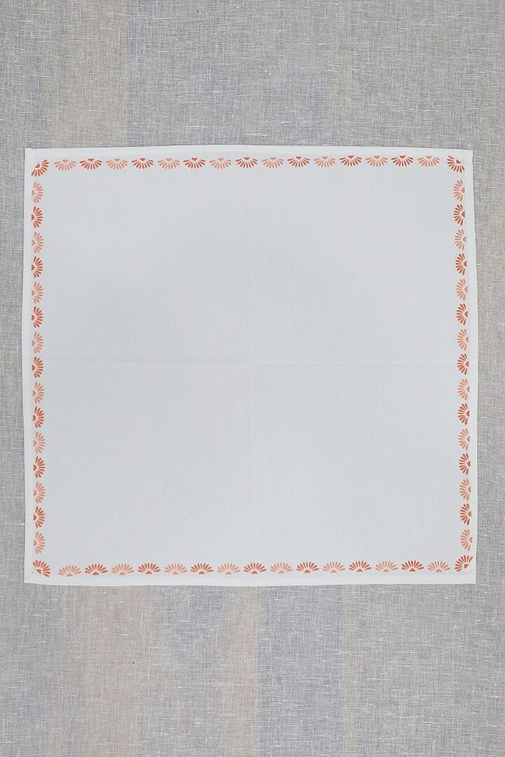 Off-White & Coral Cotton Floral Printed Table Napkin Set by Design Gaatha at Pernia's Pop Up Shop