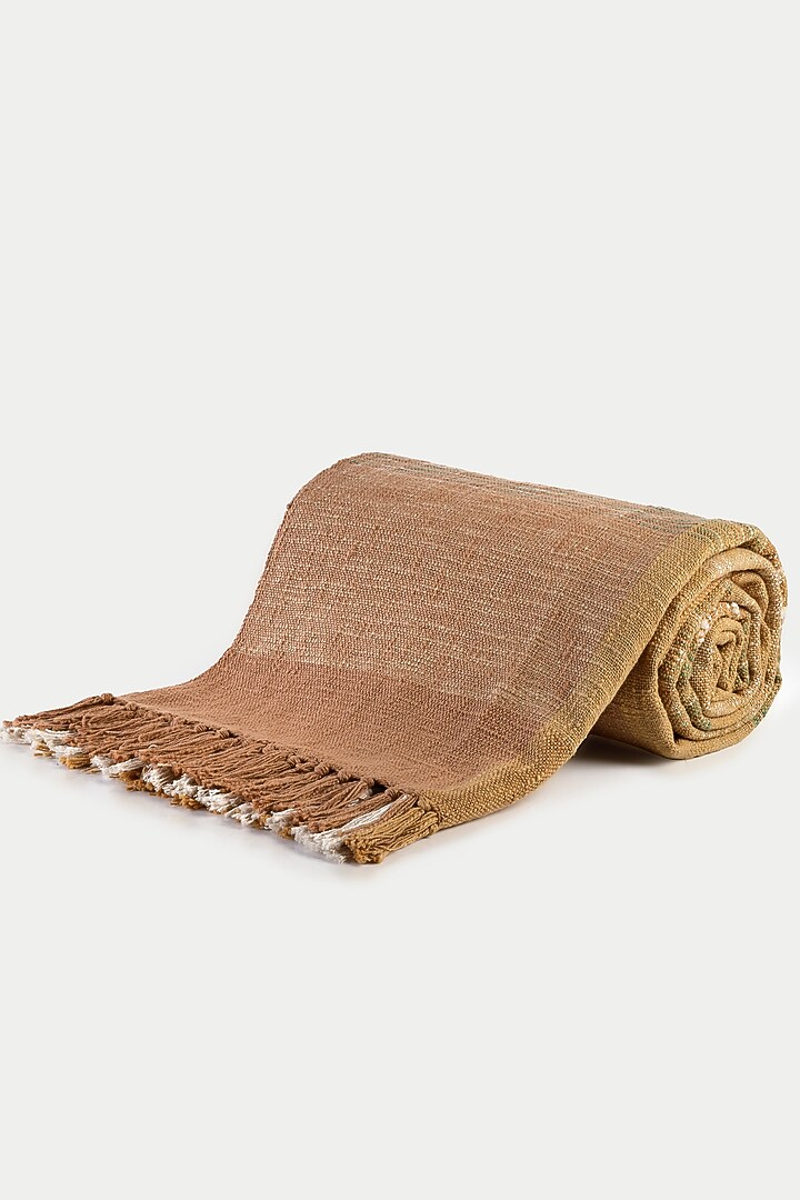 Cream & Beige Cotton Stripes Printed Bedcover by Design Gaatha at Pernia's Pop Up Shop