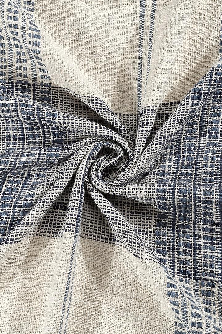 Cream & Beige Cotton Stripes Handloom Woven Bedcover by Design Gaatha at Pernia's Pop Up Shop