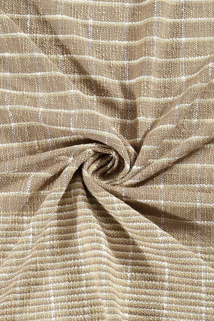 Beige Cotton Checks & Stripes Handloom Woven Bedcover by Design Gaatha at Pernia's Pop Up Shop