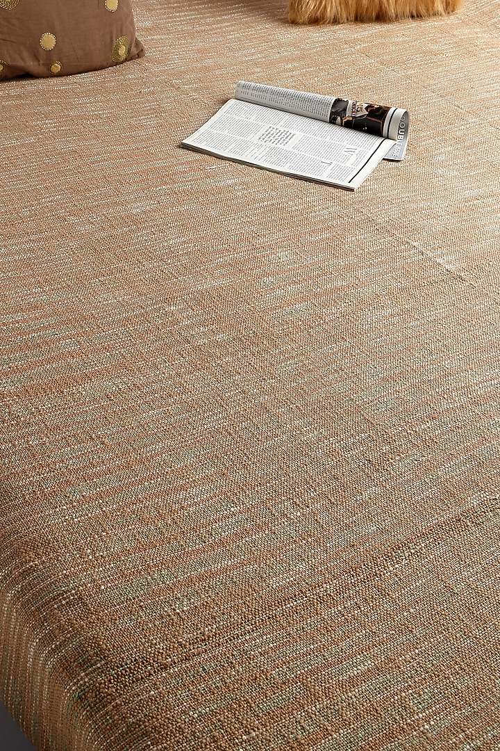Light Brown & Sage Green Cotton Handloom Woven Bedcover by Design Gaatha at Pernia's Pop Up Shop
