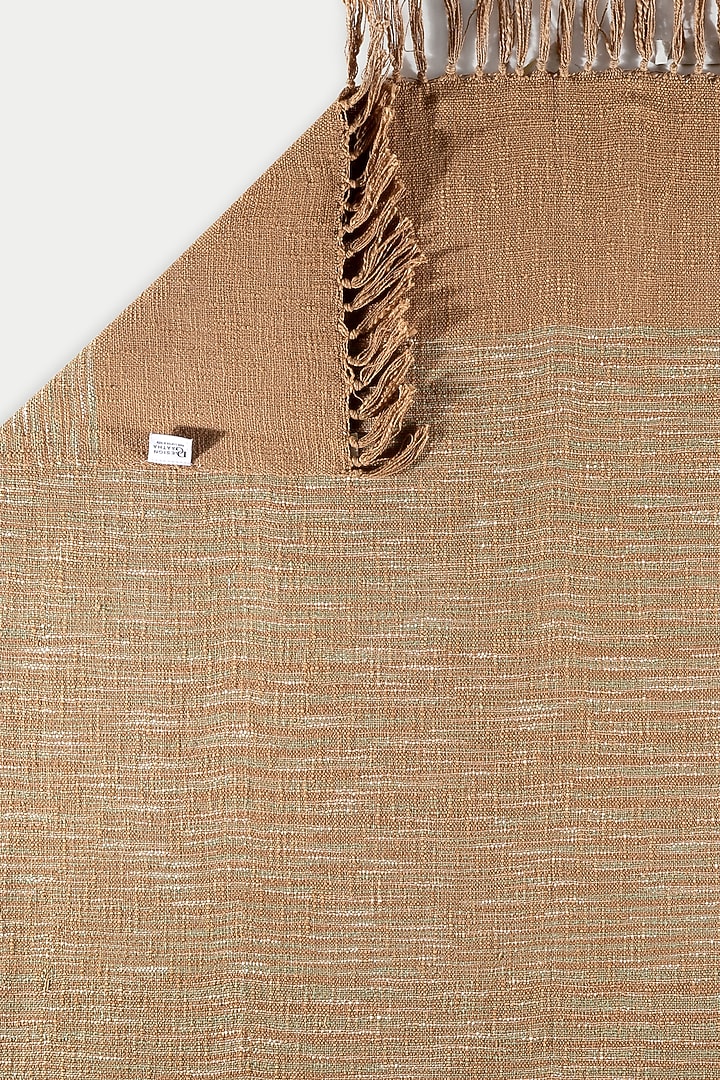 Light Brown & Sage Green Cotton Handloom Woven Bedcover by Design Gaatha at Pernia's Pop Up Shop