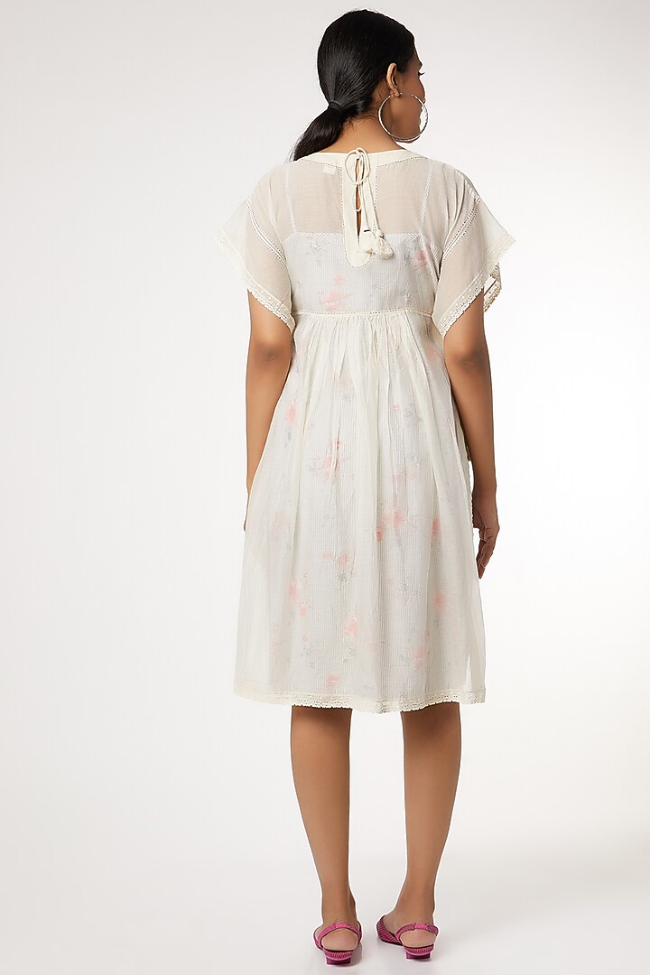 Beige Hand Embroidered Summer Dress by Dhaari By Deepika at Pernia's Pop Up Shop
