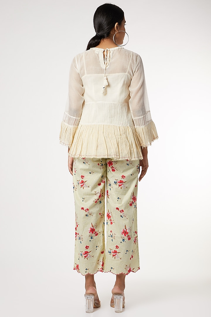 Beige Hand Embroidered Top by Dhaari By Deepika at Pernia's Pop Up Shop