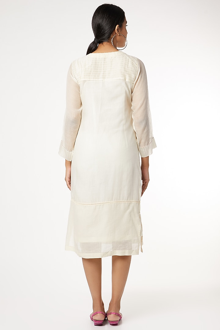 Beige Embroidered Summer Dress by Dhaari By Deepika at Pernia's Pop Up Shop