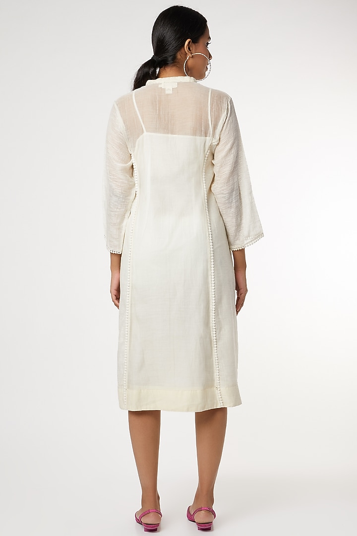Beige Summer Dress With Embroidery by Dhaari By Deepika at Pernia's Pop Up Shop