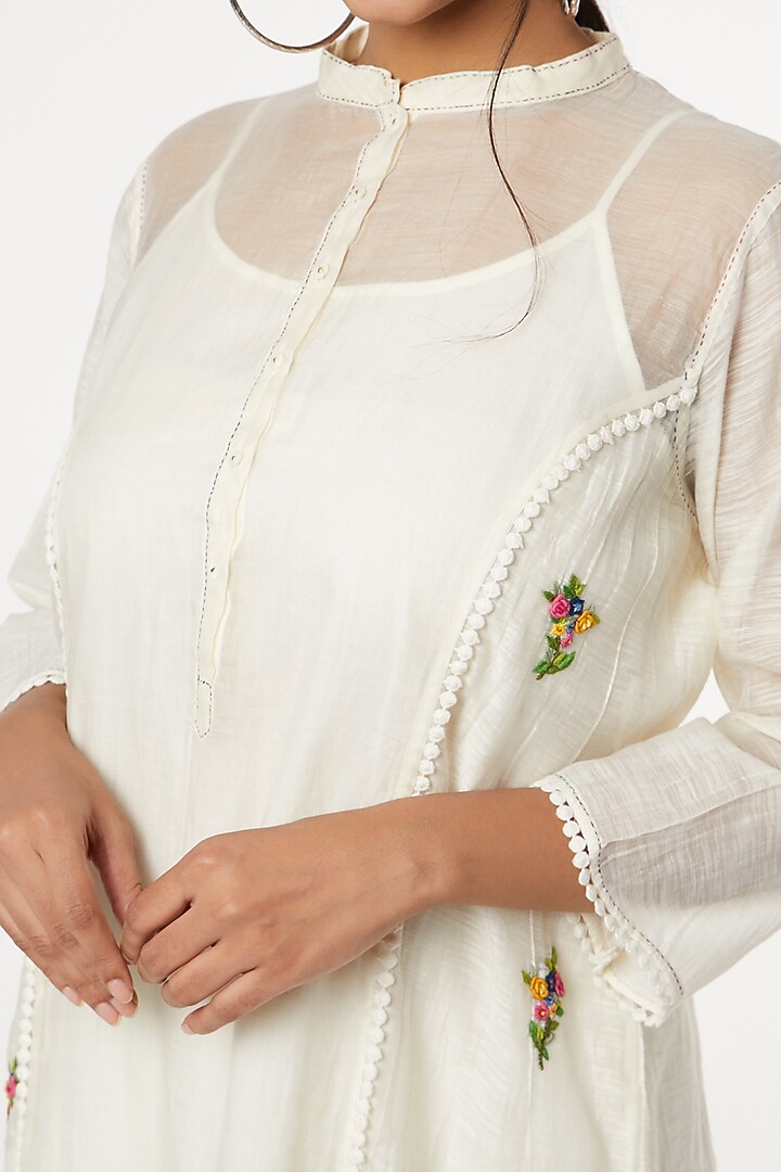 Beige Summer Dress With Embroidery by Dhaari By Deepika at Pernia's Pop Up Shop