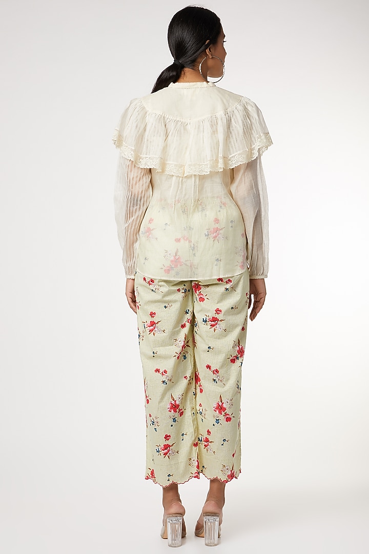 Beige Embroidered Top by Dhaari By Deepika at Pernia's Pop Up Shop