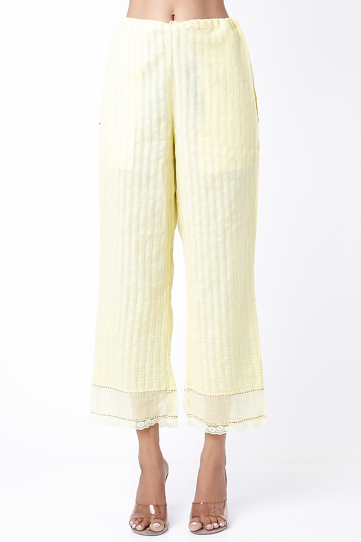 Yellow Handwoven Pants by Dhaari By Deepika at Pernia's Pop Up Shop