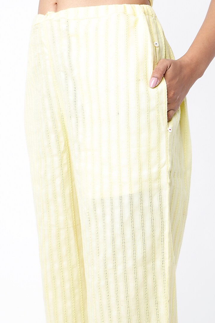 Yellow Handwoven Pants by Dhaari By Deepika at Pernia's Pop Up Shop