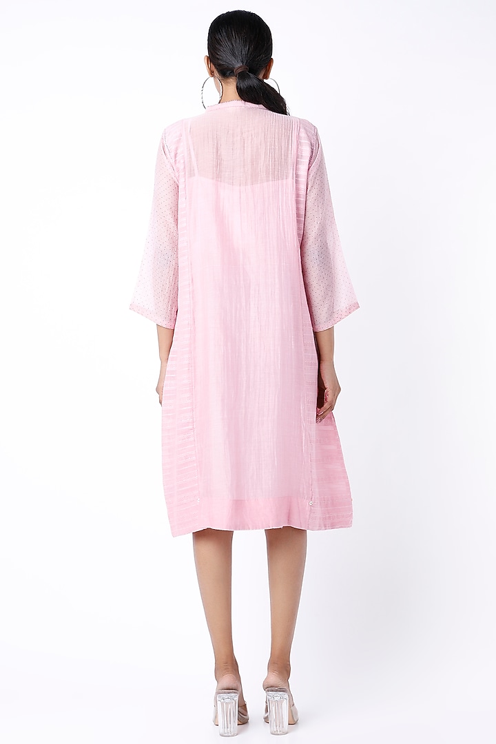 Blush Pink Kantha Hand Embroidered Tunic by Dhaari By Deepika at Pernia's Pop Up Shop
