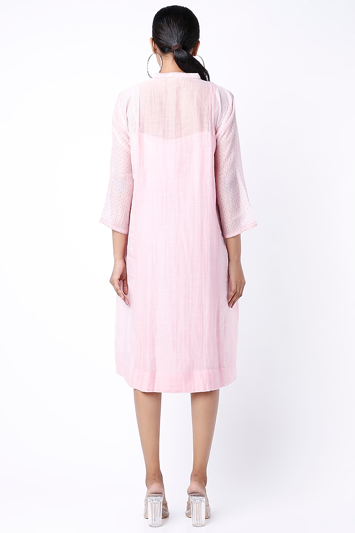 Blush Pink Embroidered Tunic by Dhaari By Deepika at Pernia's Pop Up Shop