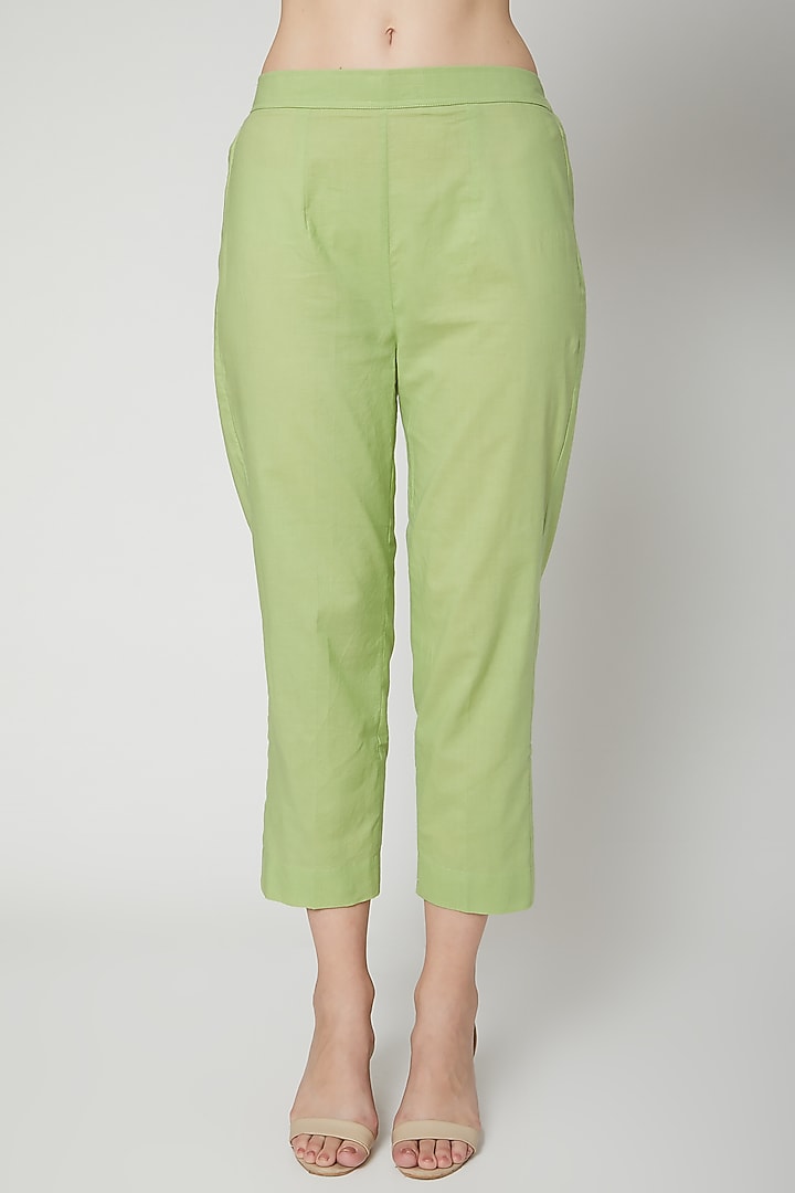 Lime Green Embroidered Kurta Set by Dharai at Pernia's Pop Up Shop