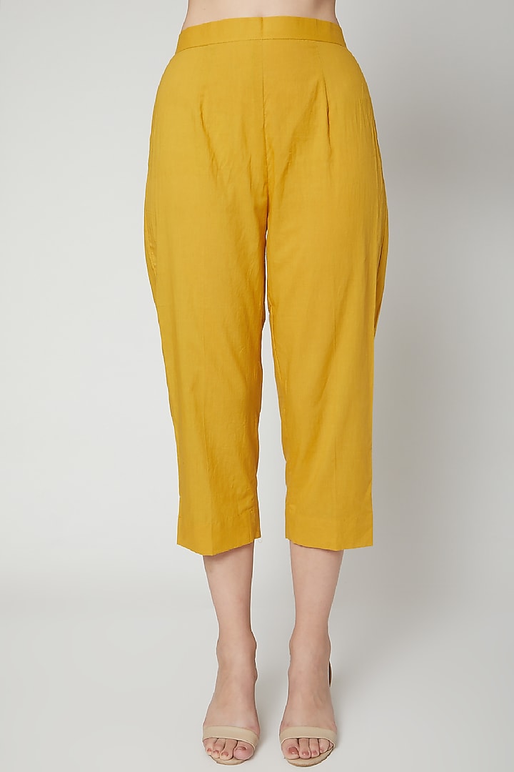 Yellow Tilla Embroidered Kurta Set by Dharai at Pernia's Pop Up Shop
