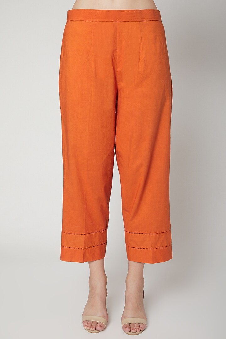 Orange Thread Embroidered Kurta Set by Dharai at Pernia's Pop Up Shop