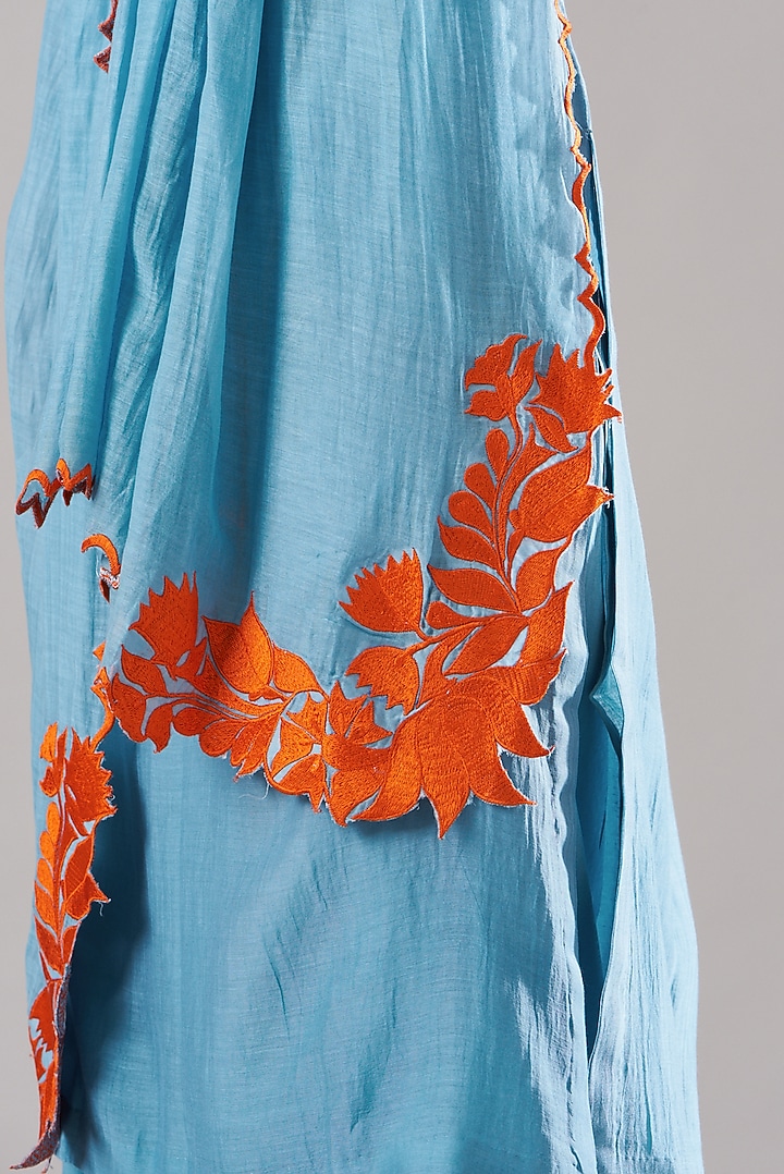 Bright Blue Pure Chanderi Kurta Set by Dharai at Pernia's Pop Up Shop