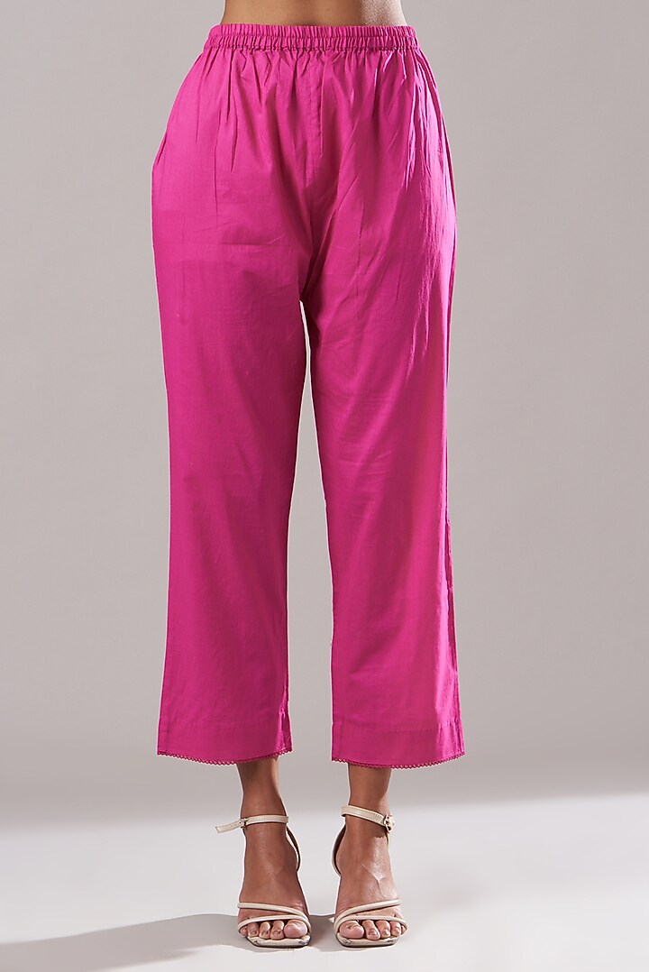 Rani Pink Pure Chanderi Kurta Set by Dharai at Pernia's Pop Up Shop