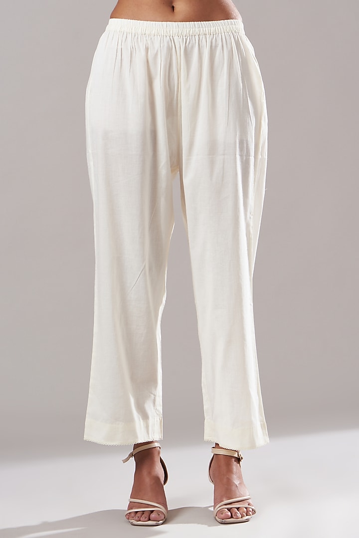White Pure Chanderi Kurta Set by Dharai at Pernia's Pop Up Shop