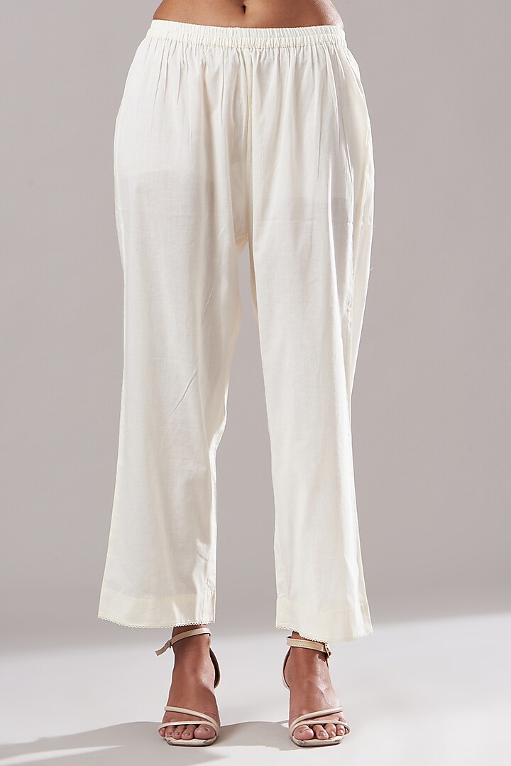 White Pure Chanderi Kurta Set by Dharai at Pernia's Pop Up Shop