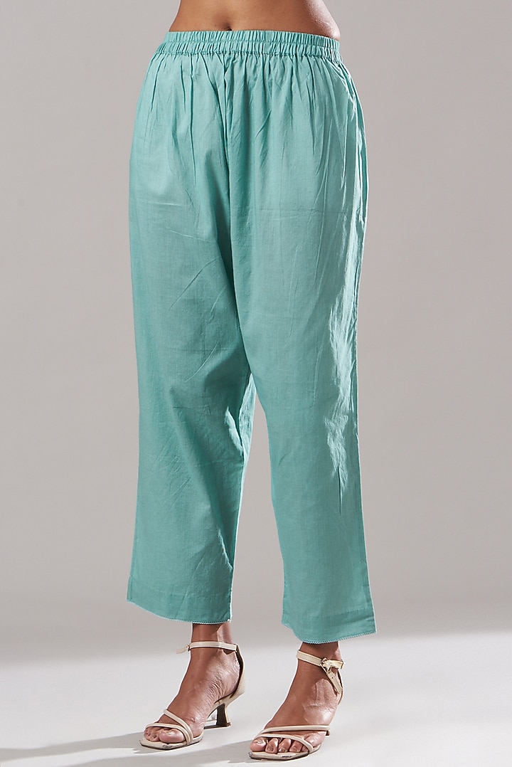 Dusty Blue Embroidered Kurta Set by Dharai at Pernia's Pop Up Shop