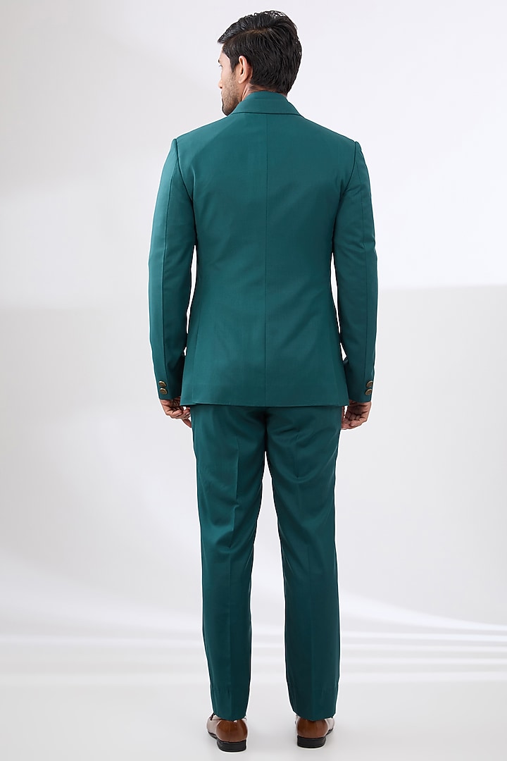Teal Blue Terry Rayon Non Wool Suit Set by Dhananjay at Pernia's Pop Up Shop