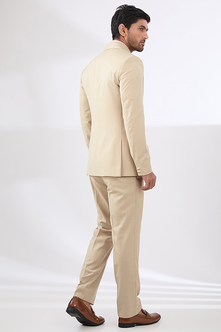 Beige Terry Rayon Non Wool Suit Set by Dhananjay at Pernia's Pop Up Shop