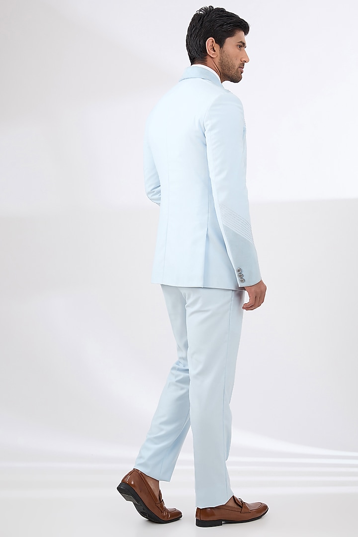 Powder Blue Terry Rayon Non Wool Suit Set by Dhananjay at Pernia's Pop Up Shop