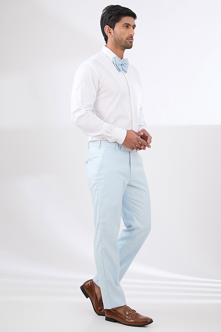 Powder Blue Terry Rayon Non Wool Suit Set by Dhananjay at Pernia's Pop Up Shop