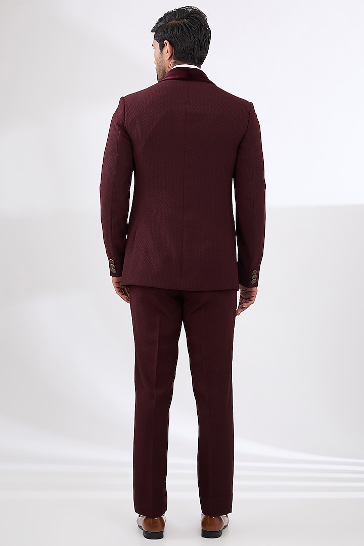 Wine Terry Rayon Non Wool Hand Embroidered Suit Set by Dhananjay at Pernia's Pop Up Shop