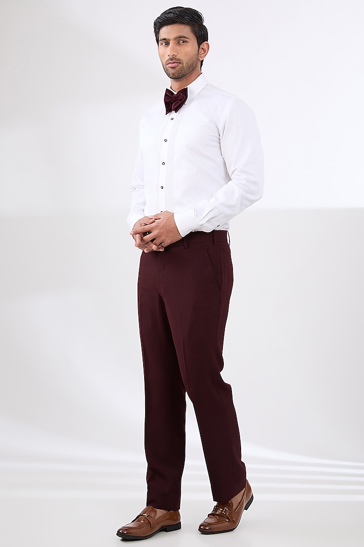 Wine Terry Rayon Non Wool Hand Embroidered Suit Set by Dhananjay at Pernia's Pop Up Shop