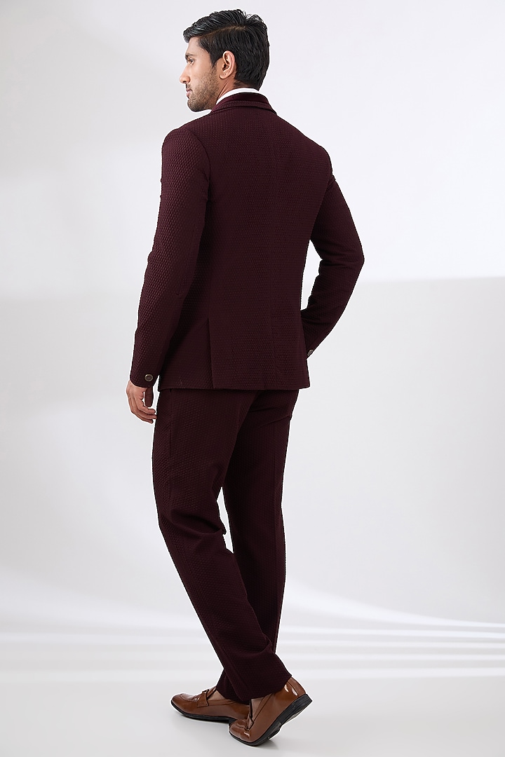 Wine Terry Rayon Non Wool Hand Embroidered Suit Set by Dhananjay at Pernia's Pop Up Shop