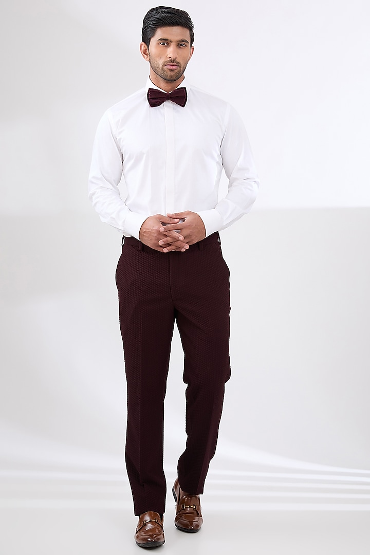 Wine Terry Rayon Non Wool Hand Embroidered Suit Set by Dhananjay at Pernia's Pop Up Shop