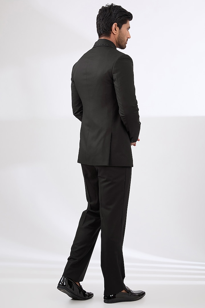 Black Terry Rayon Non Wool Suit Set by Dhananjay at Pernia's Pop Up Shop