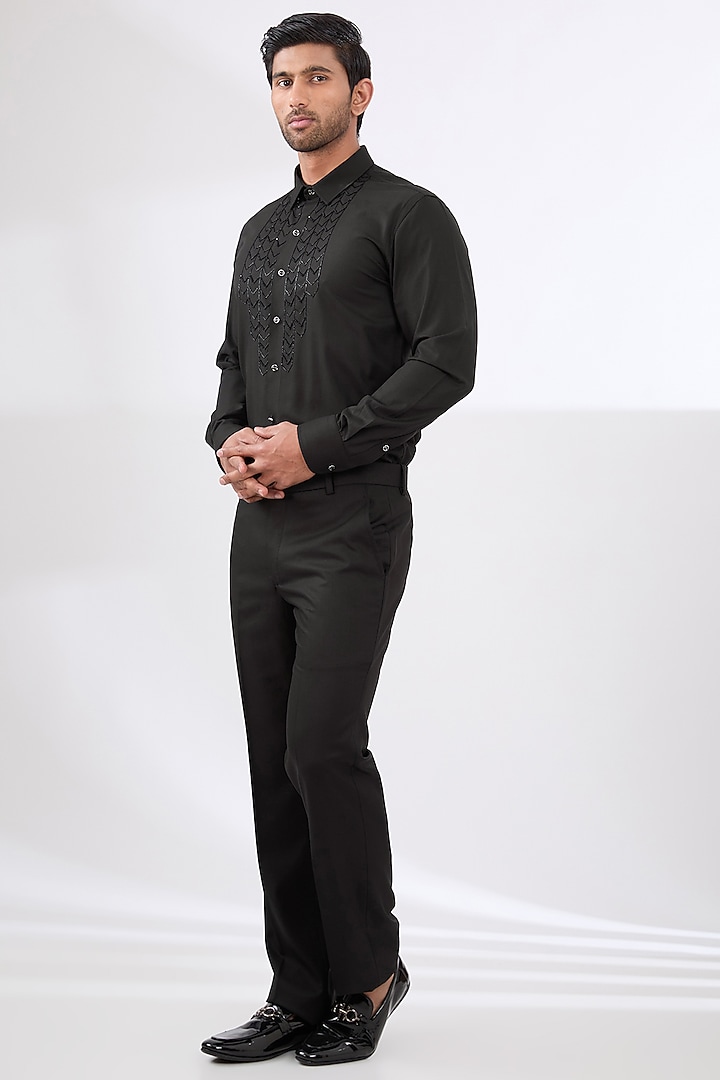 Black Terry Rayon Non Wool Suit Set by Dhananjay at Pernia's Pop Up Shop