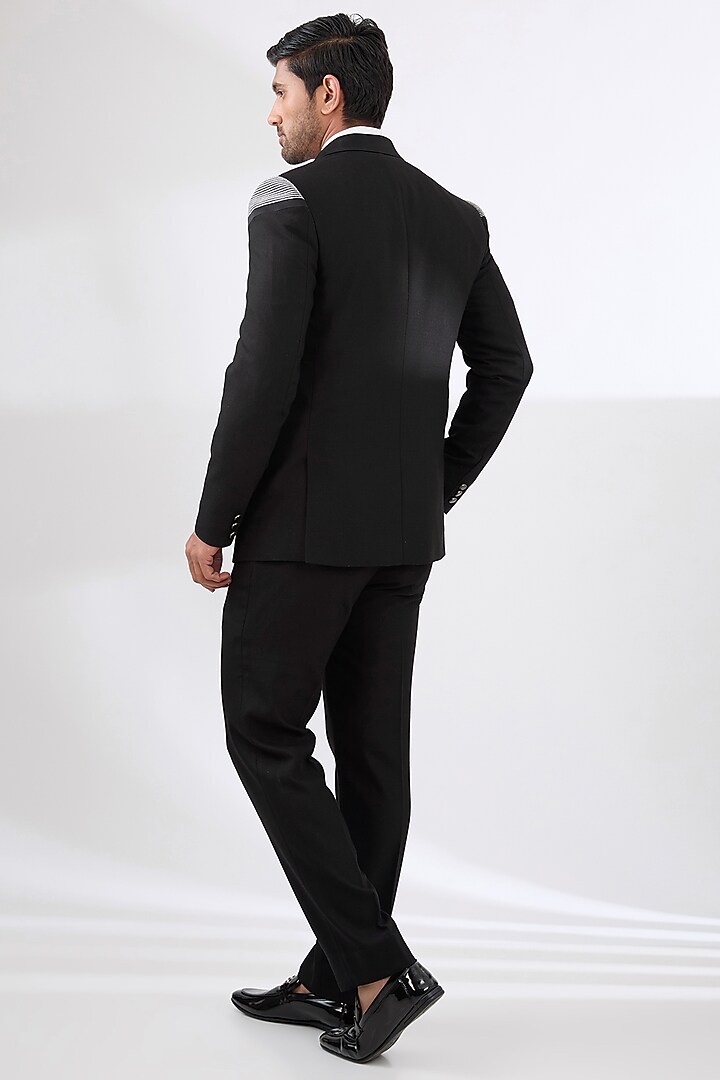 Black Terry Rayon Non Wool Suit Set by Dhananjay at Pernia's Pop Up Shop