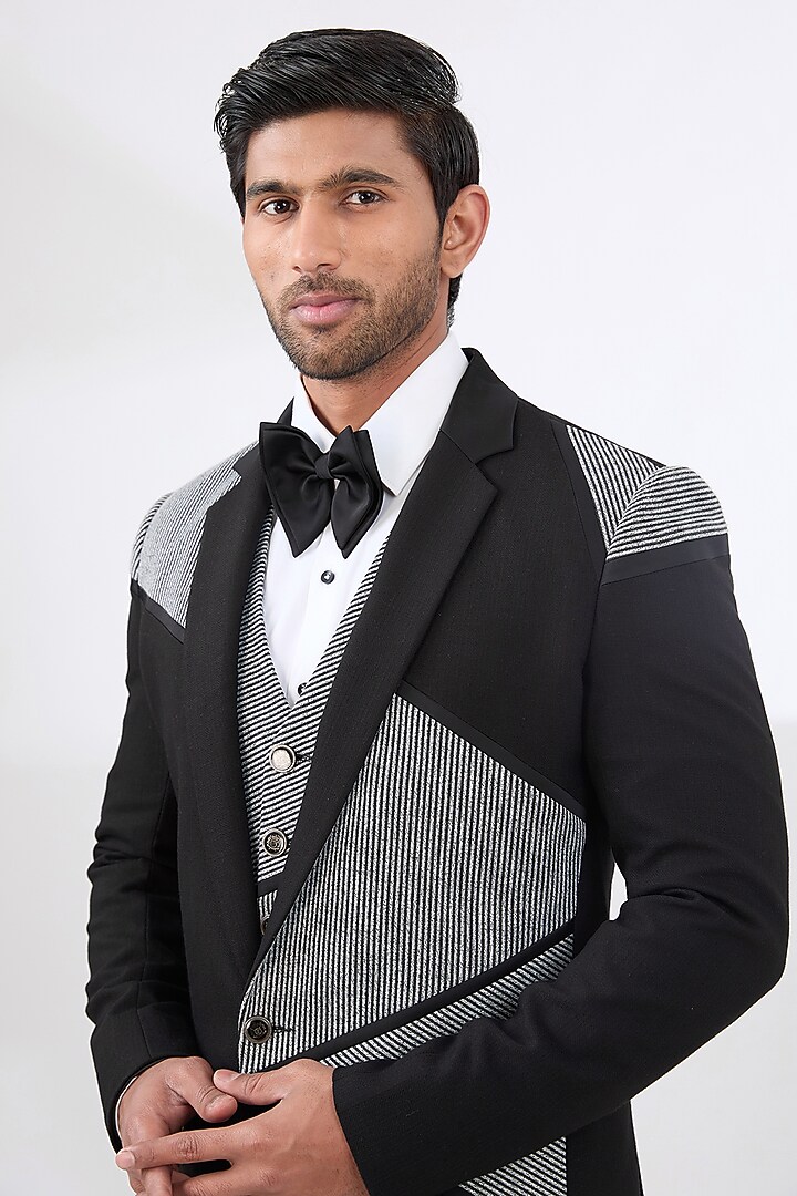 Black Terry Rayon Non Wool Suit Set by Dhananjay at Pernia's Pop Up Shop