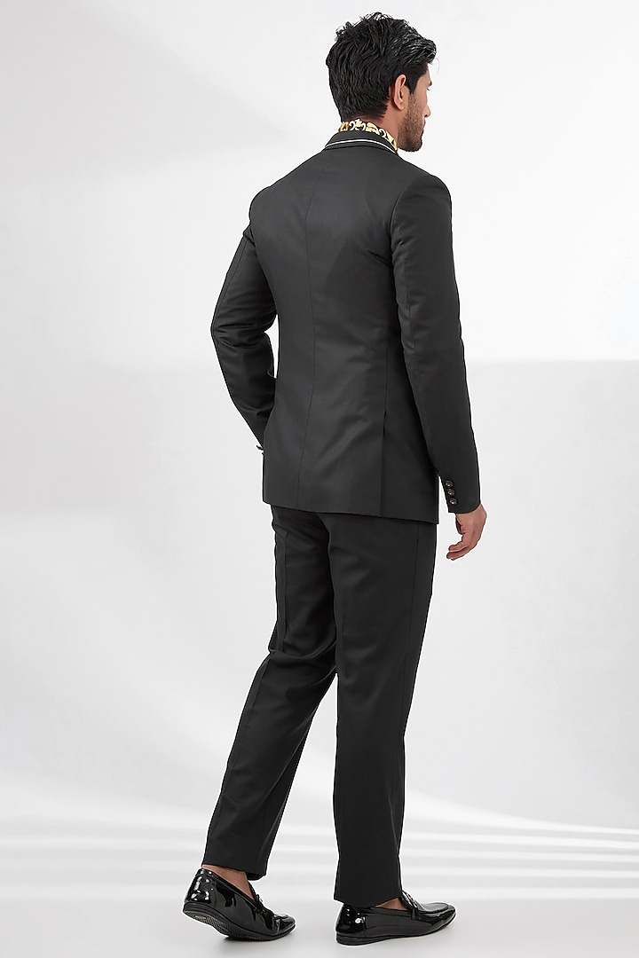 Black Terry Rayon Non Wool Suit Set by Dhananjay at Pernia's Pop Up Shop