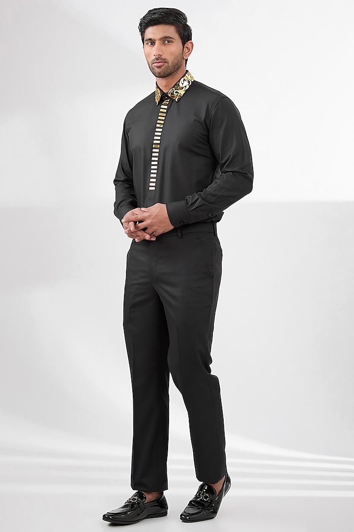 Black Terry Rayon Non Wool Suit Set by Dhananjay at Pernia's Pop Up Shop