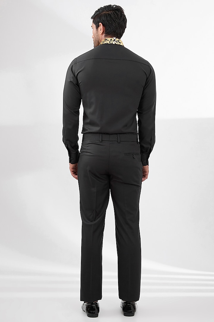 Black Terry Rayon Non Wool Suit Set by Dhananjay at Pernia's Pop Up Shop