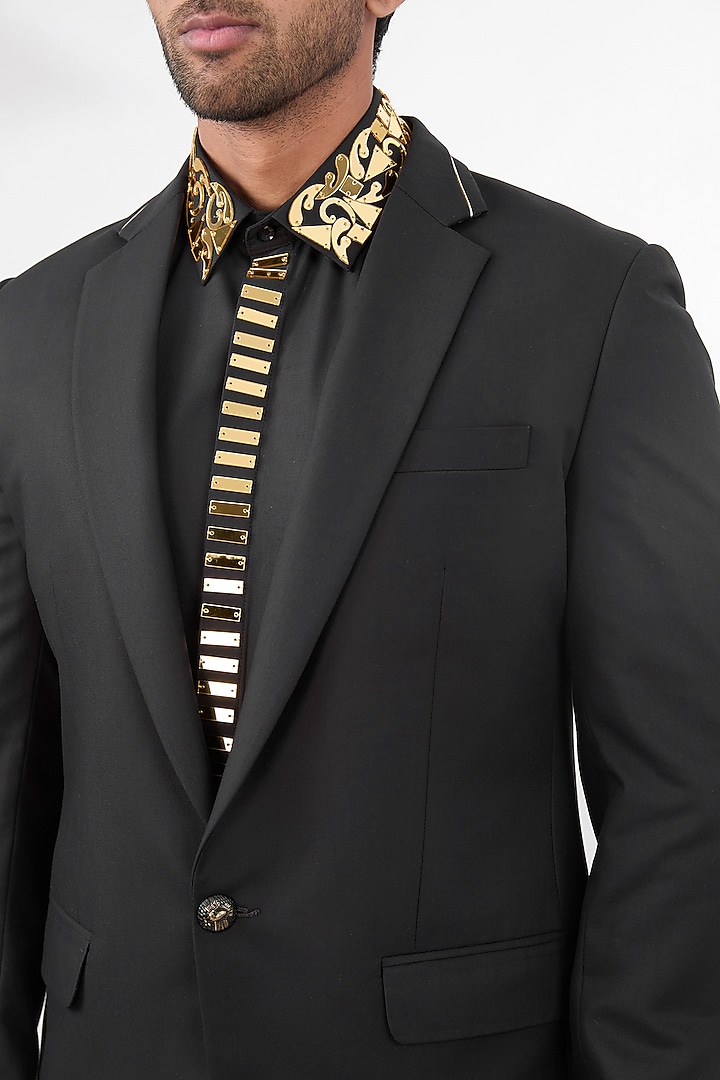 Black Terry Rayon Non Wool Suit Set by Dhananjay at Pernia's Pop Up Shop