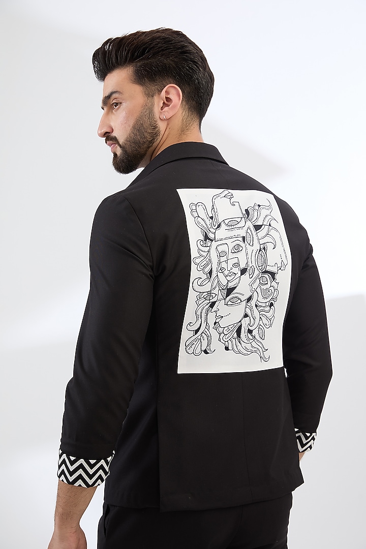 Black Terry Rayon Printed Co-Ord Set by Dhananjay at Pernia's Pop Up Shop