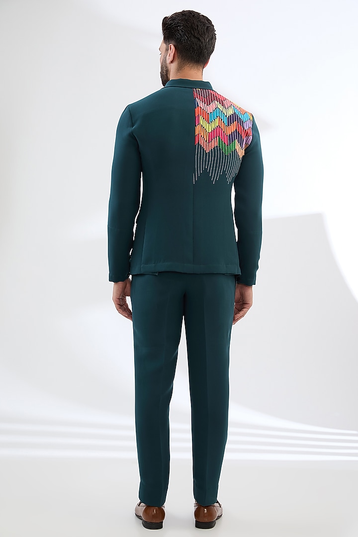 Teal Blue Terry Rayon Printed Co-Ord Set by Dhananjay at Pernia's Pop Up Shop