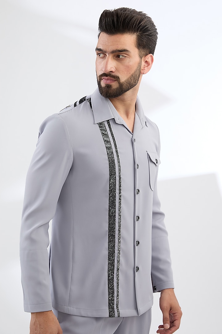 Lilac Tencel Fabric Cutdana Embroidery Co-Ord Set by Dhananjay at Pernia's Pop Up Shop