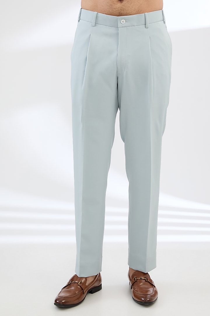 Powder Aqua Tencel Fabric Lion Face Embroidered Co-Ord Set by Dhananjay at Pernia's Pop Up Shop