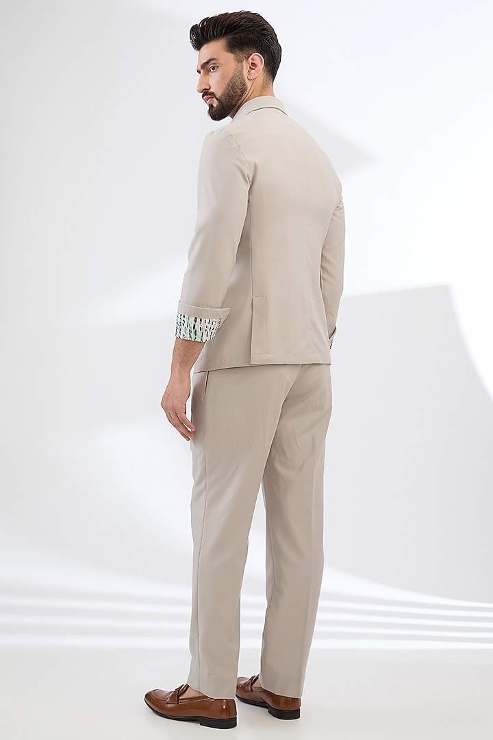 Beige Terry Rayon Stallion Embroidered Co-Ord Set by Dhananjay at Pernia's Pop Up Shop