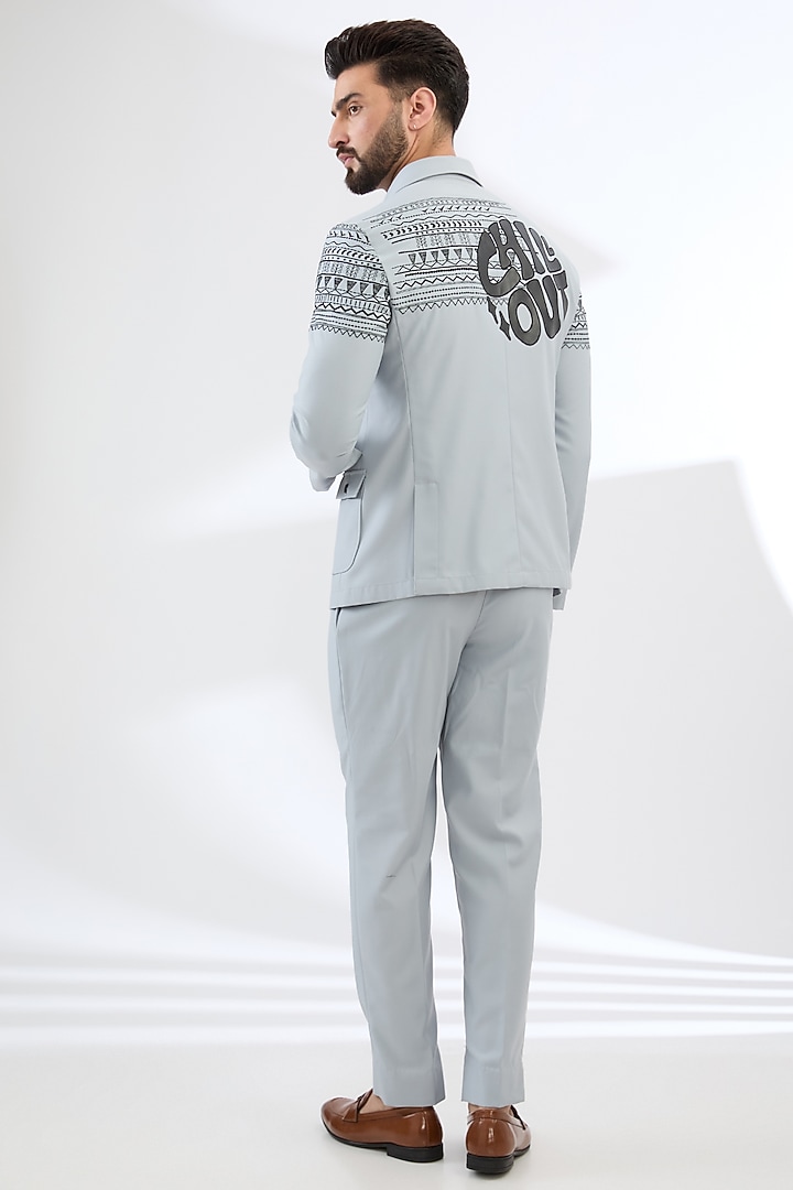 Powder Blue Terry Rayon Embroidered Co-Ord Set by Dhananjay at Pernia's Pop Up Shop