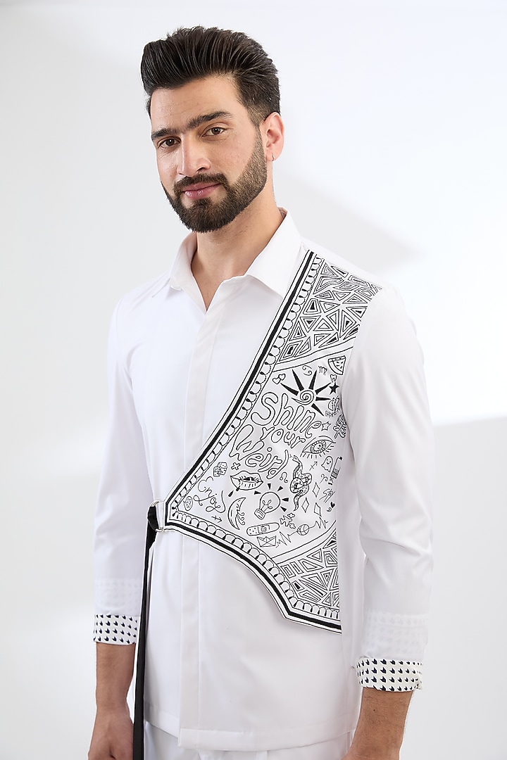 White Terry Rayon Embroidered Co-Ord Set by Dhananjay at Pernia's Pop Up Shop